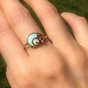 Stunning Vintage 14K Rose Gold Opal Ring, Gold LAB Opal Ring Sz6.75, Custom Made